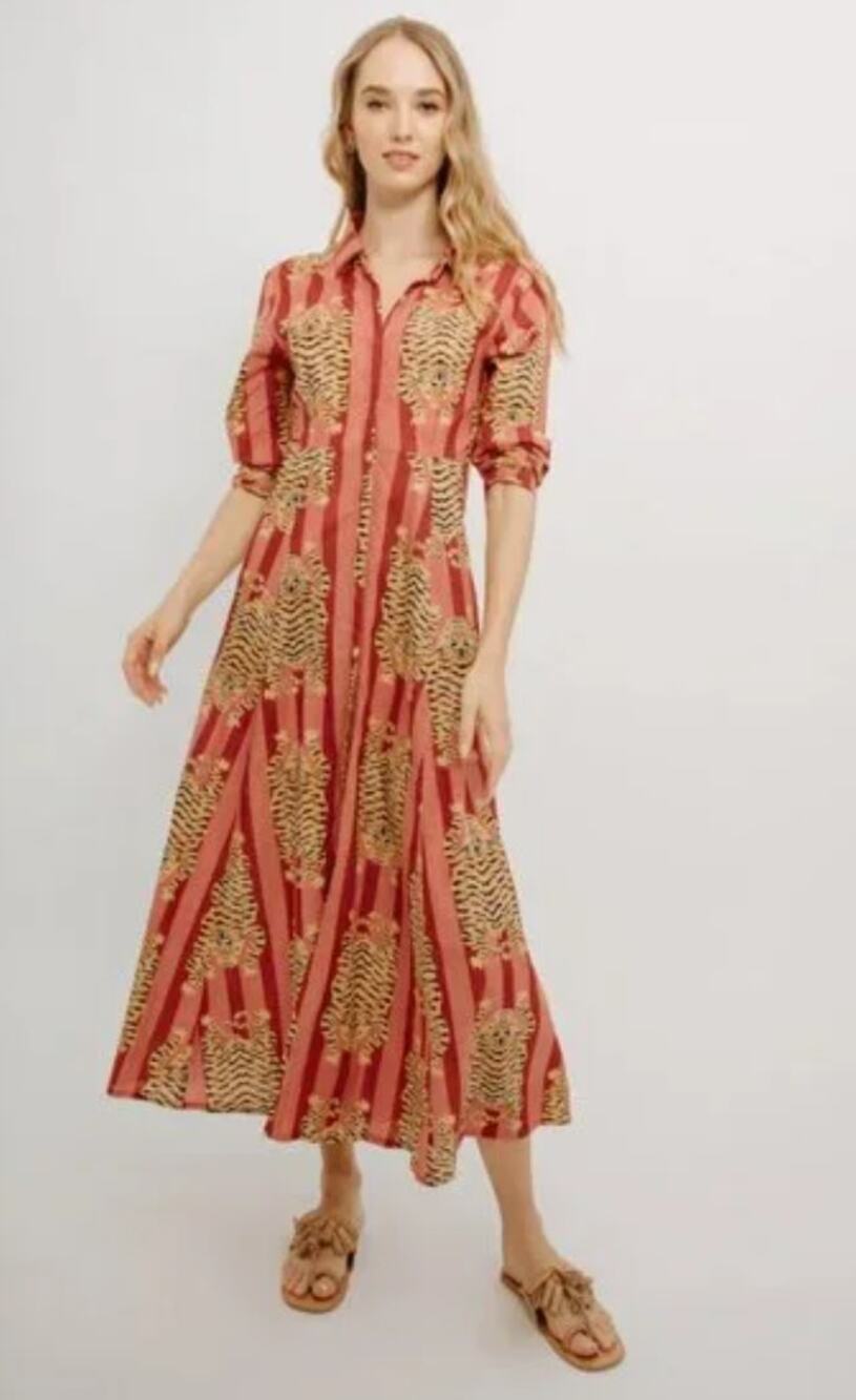 guadalupe M pink striped tiger Luciana dress